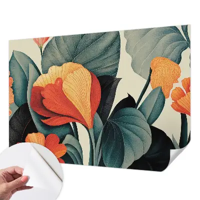 Motivtapete fürs Wohnzimmer mit bunten Blumen