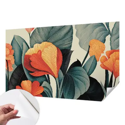 Motivtapete fürs Wohnzimmer mit bunten Blumen