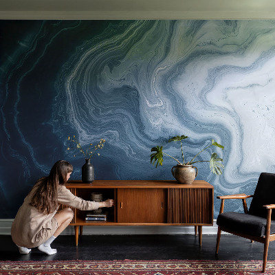 Selbstklebende Fototapete für die Wand mit blauem Wellenmotiv