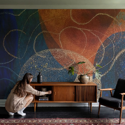 43D-Fototapete fürs Schlafzimmer Farbenfrohe Formen