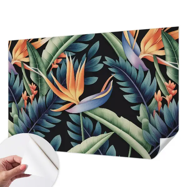43D-Fototapete fürs Wohnzimmer mit paradiesischem Motiv