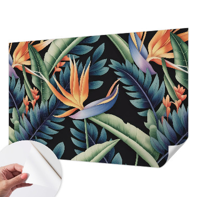 43D-Fototapete fürs Wohnzimmer mit paradiesischem Motiv
