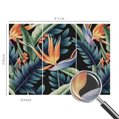 43D-Fototapete fürs Wohnzimmer mit paradiesischem Motiv