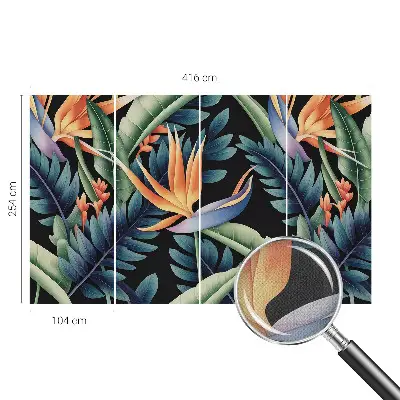 43D-Fototapete fürs Wohnzimmer mit paradiesischem Motiv