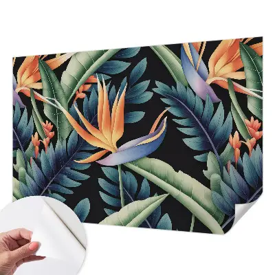 43D-Fototapete fürs Wohnzimmer mit paradiesischem Motiv