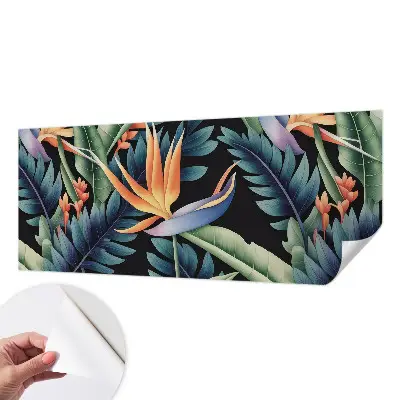 43D-Fototapete fürs Wohnzimmer mit paradiesischem Motiv