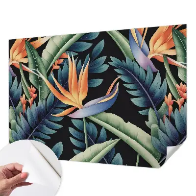 43D-Fototapete fürs Wohnzimmer mit paradiesischem Motiv