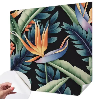 43D-Fototapete fürs Wohnzimmer mit paradiesischem Motiv