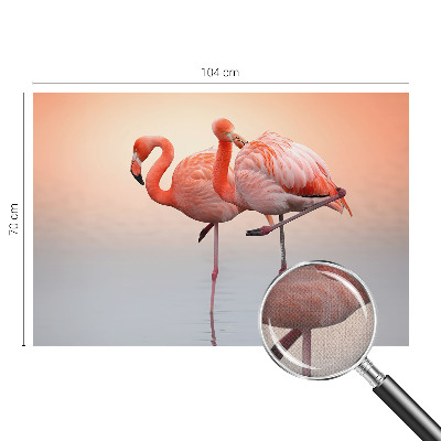 Selbstklebende Fototapete fürs Wohnzimmer mit zarten Flamingos als Motiv