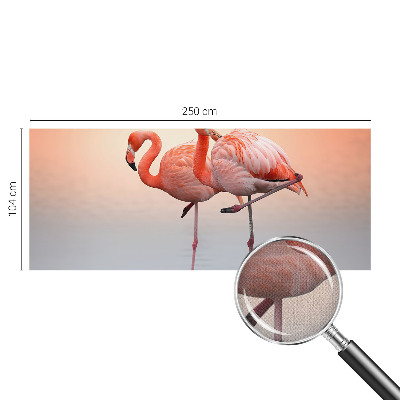 Selbstklebende Fototapete fürs Wohnzimmer mit zarten Flamingos als Motiv
