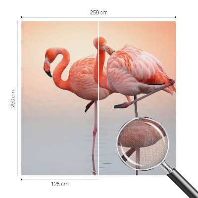 Selbstklebende Fototapete fürs Wohnzimmer mit zarten Flamingos als Motiv