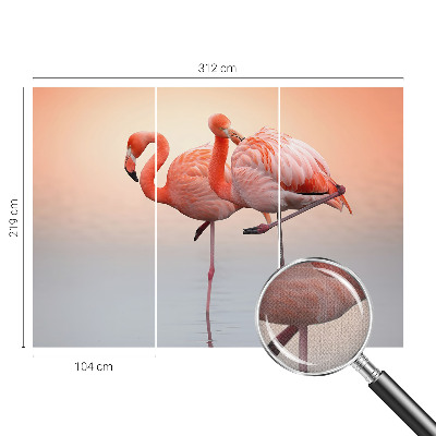 Selbstklebende Fototapete fürs Wohnzimmer mit zarten Flamingos als Motiv