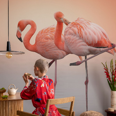 Selbstklebende Fototapete fürs Wohnzimmer Zarte Flamingos