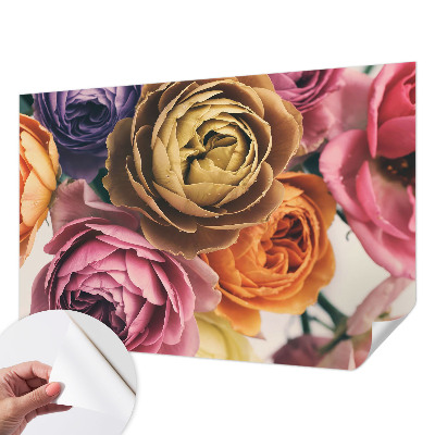 Fototapete in 3D-Optik mit bunten Rosen