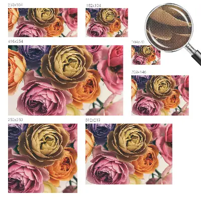 Fototapete in 3D-Optik mit bunten Rosen