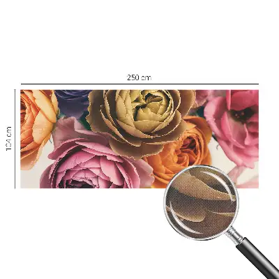 Fototapete in 3D-Optik mit bunten Rosen