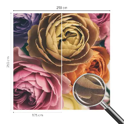 Fototapete in 3D-Optik mit bunten Rosen