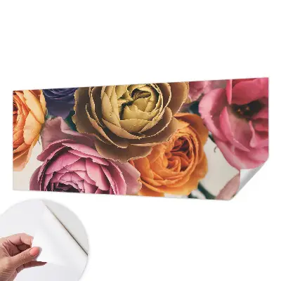 Fototapete in 3D-Optik mit bunten Rosen