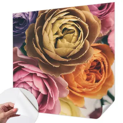 Fototapete in 3D-Optik mit bunten Rosen