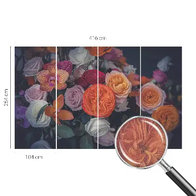 Selbstklebende Fototapete für die Wand mit buntem Blumenstrauß-Motiv
