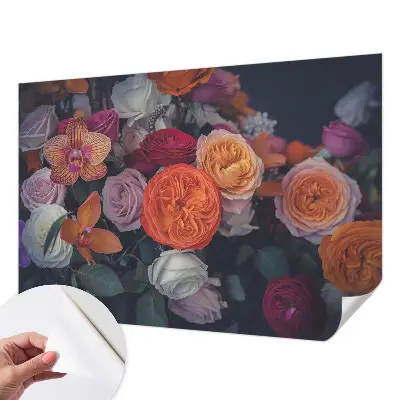 Selbstklebende Fototapete für die Wand mit buntem Blumenstrauß-Motiv