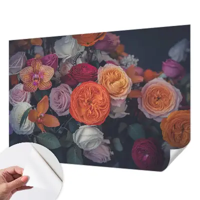 Selbstklebende Fototapete für die Wand mit buntem Blumenstrauß-Motiv