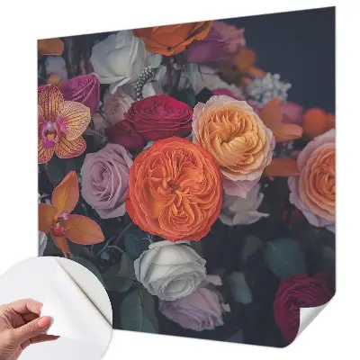 Selbstklebende Fototapete für die Wand mit buntem Blumenstrauß-Motiv