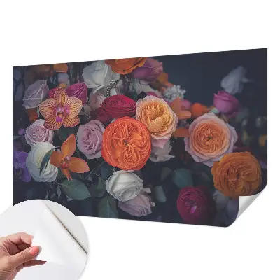 Selbstklebende Fototapete für die Wand mit buntem Blumenstrauß-Motiv