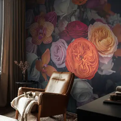 Selbstklebende Fototapete für die Wand mit buntem Blumenstrauß-Motiv