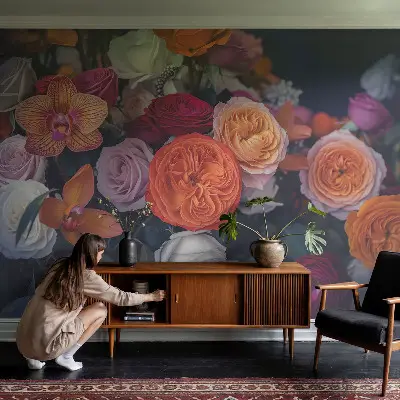 Selbstklebende Fototapete für die Wand mit buntem Blumenstrauß-Motiv