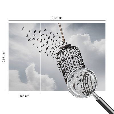 Selbstklebende Fototapete fürs Wohnzimmer mit fliegenden Vögeln als Motiv