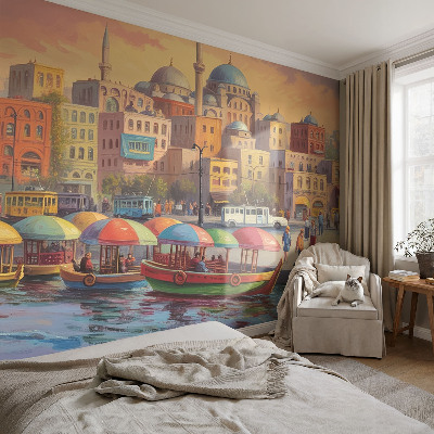 Selbstklebende Fototapete fürs Schlafzimmer mit Motiv einer Stadtküste