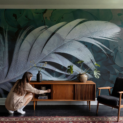 44D-Fototapete fürs Schlafzimmer mit ätherischem Federdesign