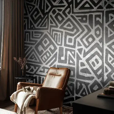 Selbstklebende Fototapete fürs Schlafzimmer mit geometrischem Labyrinth-Motiv