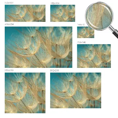 Fototapete in 3D-Optik mit ätherischem Löwenzahn-Motiv