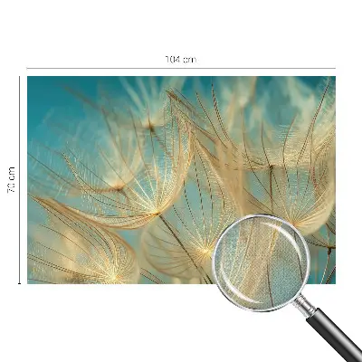 Fototapete in 3D-Optik mit ätherischem Löwenzahn-Motiv