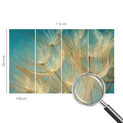 Fototapete in 3D-Optik mit ätherischem Löwenzahn-Motiv