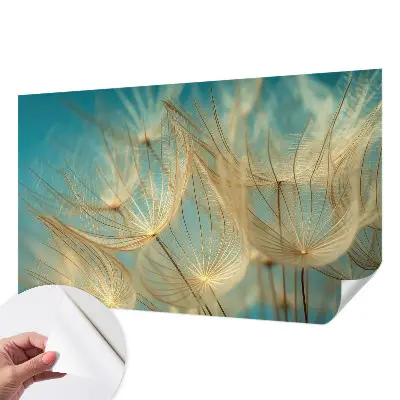 Fototapete in 3D-Optik mit ätherischem Löwenzahn-Motiv