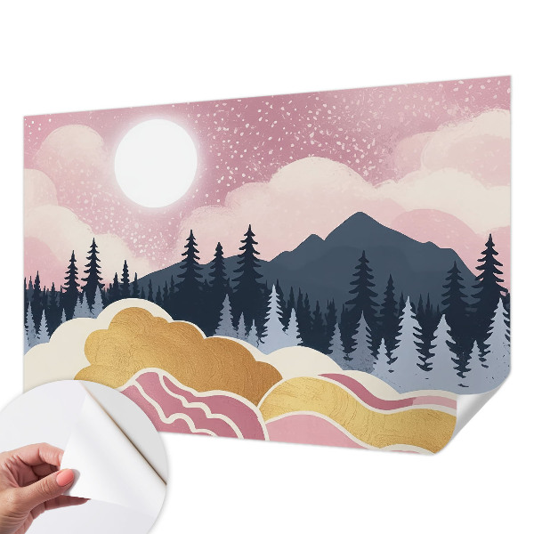 45D-Fototapete fürs Wohnzimmer Rosa Sonnenuntergang