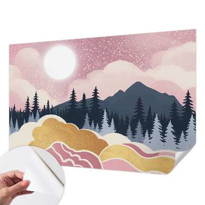 45D-Fototapete fürs Wohnzimmer Rosa Sonnenuntergang