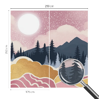 45D-Fototapete fürs Wohnzimmer mit rosa Sonnenuntergangs-Motiv