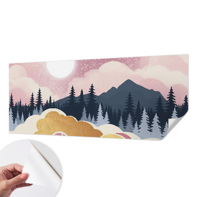 45D-Fototapete fürs Wohnzimmer Rosa Sonnenuntergang