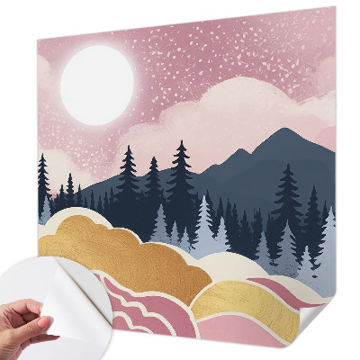 45D-Fototapete fürs Wohnzimmer Rosa Sonnenuntergang