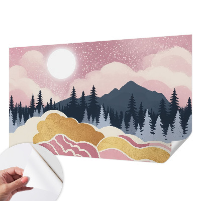 45D-Fototapete fürs Wohnzimmer Rosa Sonnenuntergang