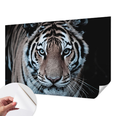 Motivtapete fürs Wohnzimmer mit einem Tigerporträt als Motiv