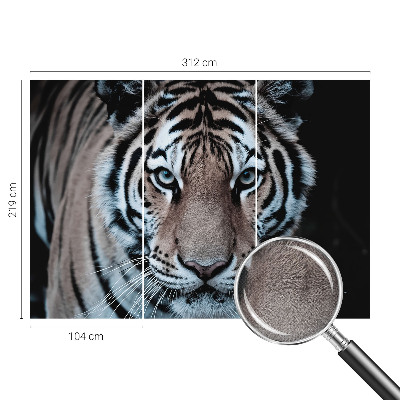 Motivtapete fürs Wohnzimmer mit einem Tigerporträt als Motiv