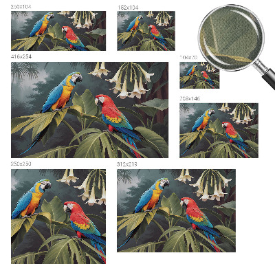 67D-Fototapete fürs Schlafzimmer Bunte Papageien