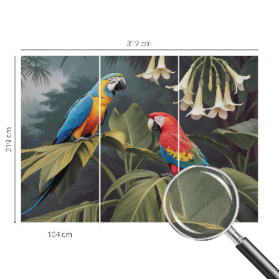 67D-Fototapete fürs Schlafzimmer Bunte Papageien