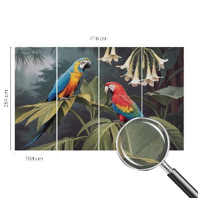 67D-Fototapete fürs Schlafzimmer Bunte Papageien