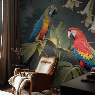 67D-Fototapete fürs Schlafzimmer Bunte Papageien